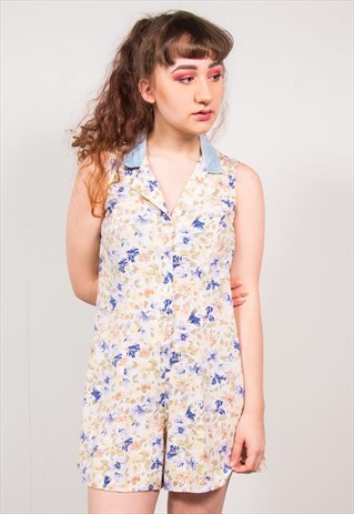 VINTAGE 90'S PASTEL FLORAL PATTERN PLAYSUIT