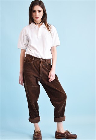 90'S RETRO OVERSIZED CORDUROY HIGHWAISTED TROUSERS
