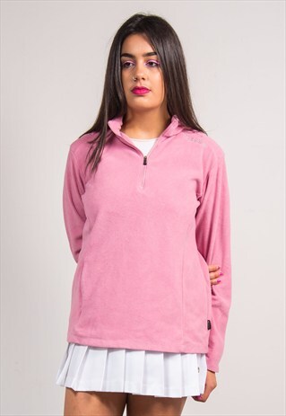 VINTAGE 90'S LIGHT PINK COLUMBIA QUARTER ZIP FLEECE JACKET