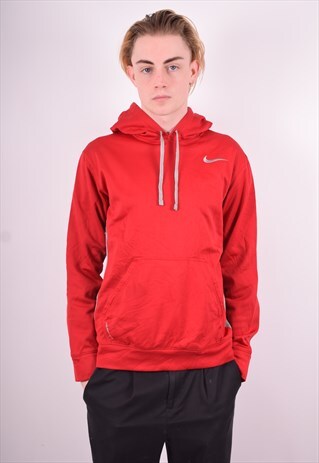 NIKE MENS VINTAGE HOODIE JUMPER MEDIUM RED 90'S