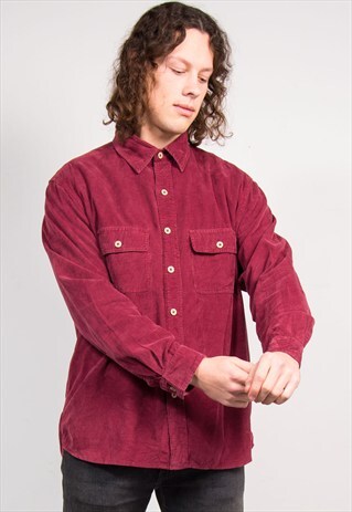 VINTAGE 90'S BURGUNDY CORD SHIRT