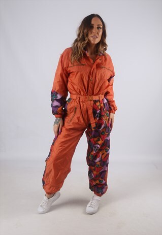VINTAGE FULL SKI SUIT SNOW PETITE LENGTH UK S 10 (KBD)