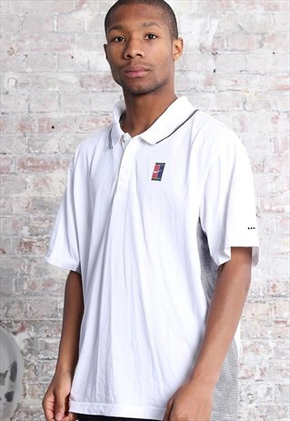 VINTAGE NIKE CHALLENGE COURT LOGO POLO SHIRT WHITE