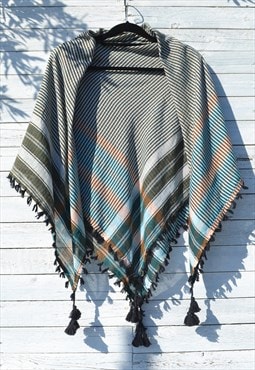Vintage multi color checks/plaided big scarf.