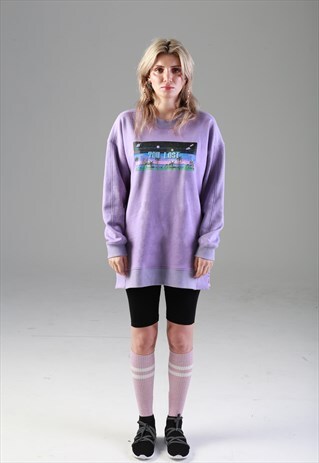 PURPLE ORGANIC BAMBOO GAME OVER RELAXED SWEATSHIRT