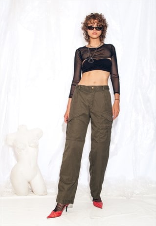 VINTAGE 90S CARGO TROUSERS IN KHAKI GORPCORE