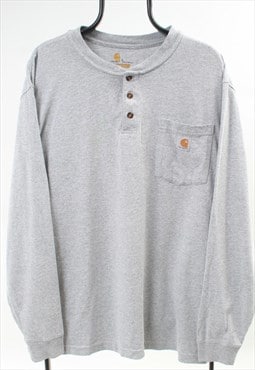 "Men's Vintage Carhartt Grey Button Up T-Shirt