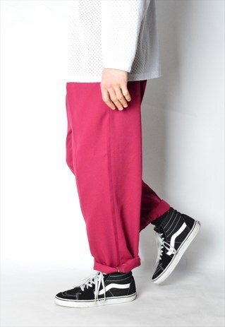 VINTAGE 90S RASPBERRY RED WOOL BLEND PANTS
