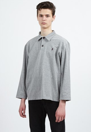 90S VINTAGE GREY MARLBORO CLASSICS LONG SLEEVE POLO SHIRT