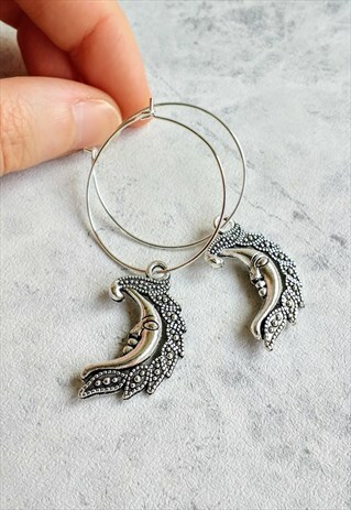 CELESTIAL STYLISED MOON HOOP EARRINGS