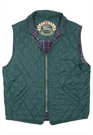 BURBERRY Quilted Gilet Green 90s Mens XL