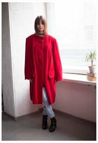 VINTAGE 80'S RED WOOL COAT