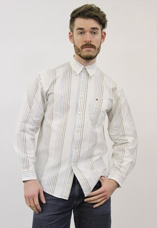 VINTAGE WHITE STRIPED TOMMY HILFIGER SHIRT