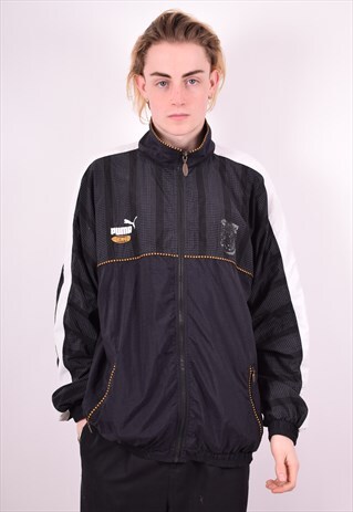 PUMA MENS VINTAGE TRACKSUIT TOP JACKET XL BLACK 90'S