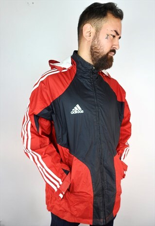90S ADIDAS BLACK & RED WINDBREAKER JACKET