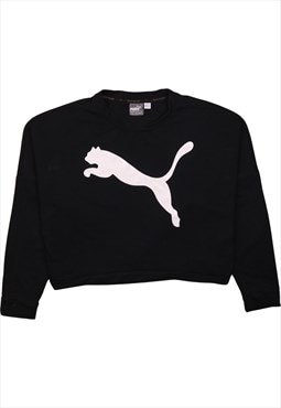 Vintage 90's Puma Sweatshirt Spellout Crew Neck Black Large