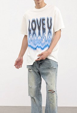 White Graphic Cotton oversized T shirt tee