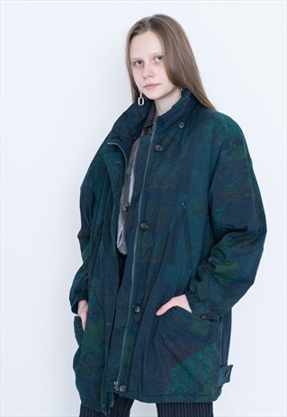 VINTAGE DARK BLUE PATTERNED RETRO JACKET