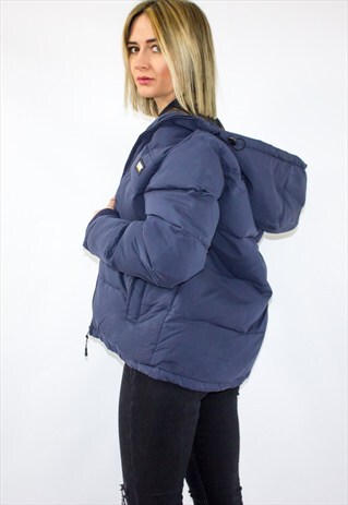 90'S STYLE NAVY HOODED PUFFER JACKET
