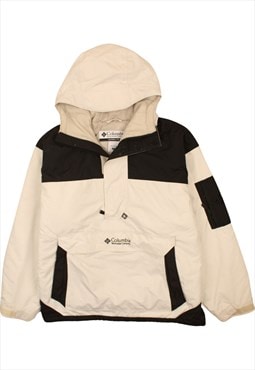 Vintage 90's Columbia Puffer Jacket Hooded Half Zip White