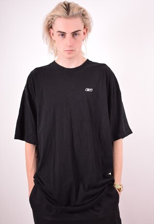 REEBOK MENS VINTAGE T-SHIRT TOP XXL BLACK 90S