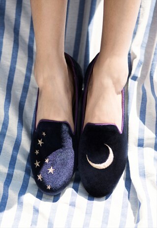 VELVET 'MOONLIGHT AND STARS' LOAFERS