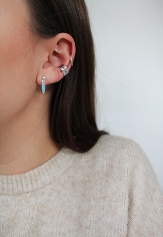 TURQUOISE TEARDROP SILVER STUDS