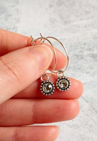 MINI CLASSIC DIAMANTE HOOP EARRINGS