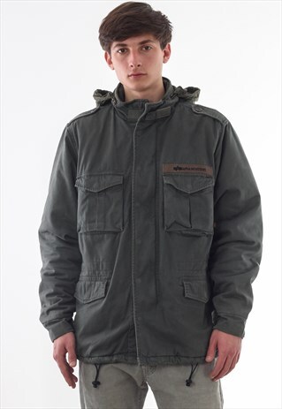 VINTAGE ALPHA INDUSTRIES M-65 FIELD WINTER COAT GREEN KHAKI
