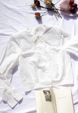 White Ruffle Collar Shirt