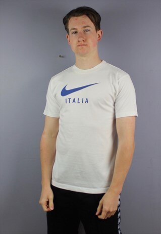 VINTAGE NIKE ITALY 98 T-SHIRT IN WHITE WITH PRINTING ON BOTH