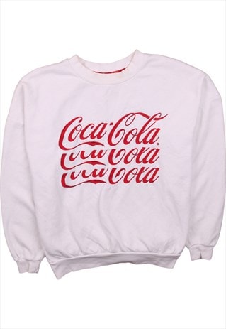 Vintage 90's Coca Cola Sweatshirt Spellout Crew Neck White