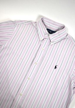 Vintage 90s Polo Ralph Lauren Pink/White Stripe Cotton Shirt