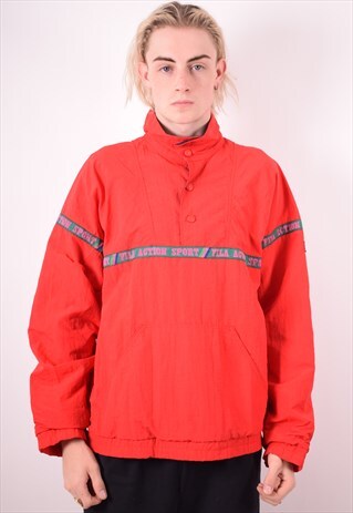 FILA MENS VINTAGE PULLOVER JACKET SMALL RED 90S