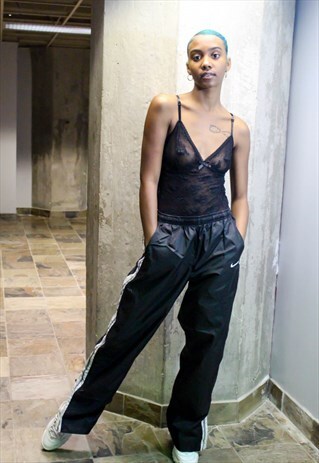 VINTAGE BLACK LACE CAMISOLE SHEER SEE THROUGH CAMI 90S