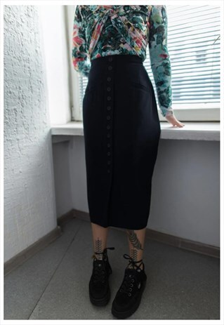 VINTAGE 80'S NAVY/BLACK HIGH WAISTED SKIRT