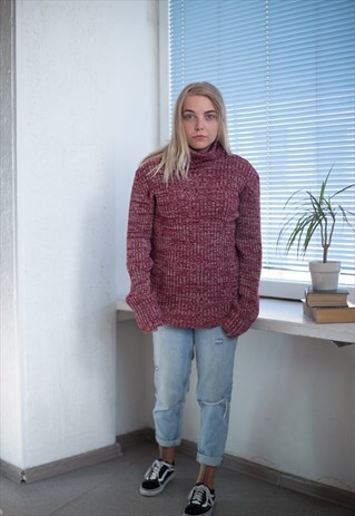 VINTAGE 90'S MAROON TURTLE NECK JUMPER