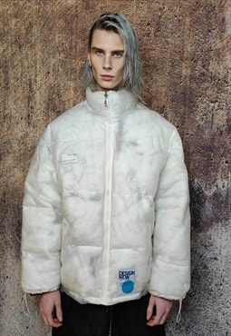 Transparent bomber see through cotton padded jacket in white