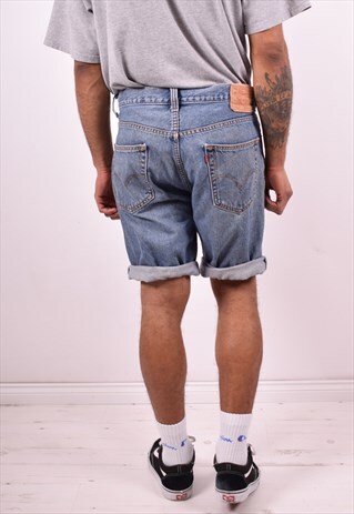 LEVI'S 505 MENS VINTAGE DENIM SHORTS W34 BLUE 90'S