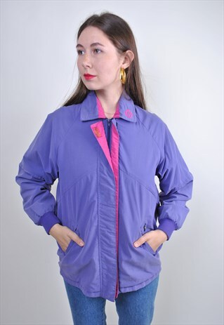 80S BLUE SPORT LONG BOMBER JACKET, VINTAGE FESTIVAL PARKA