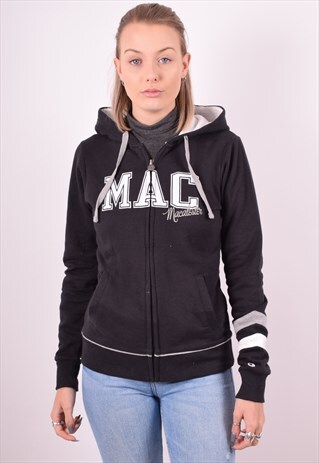 CHAMPION WOMENS VINTAGE HOODIE JACKET SMALL BLACK 90S