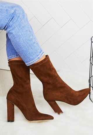 OLIVIA TAN SUEDE ANKLE BOOTS