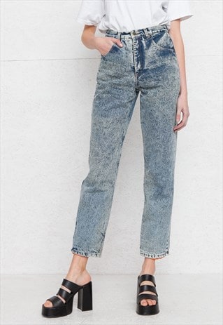 VINTAGE BLUE RANGERS ACID WASHED DENIM JEANS