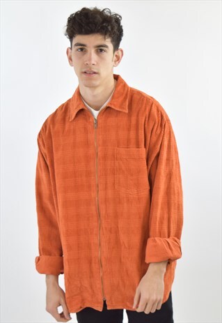 VINTAGE ORANGE 90S CORD CORDUROY SHIRT