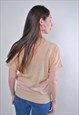 WOMEN VINTAGE BEIGE KNIT PULLOVER BLOUSE 