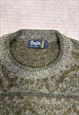 VINTAGE KNITTED JUMPER ABSTRACT PATTERNED GRANDAD SWEATER