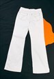 VINTAGE FLARE JEANS Y2K HIGH RISE RAVE PANTS IN WHITE
