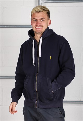 Vintage Polo Ralph Lauren Hoodie in Navy Zip Up Jumper XL