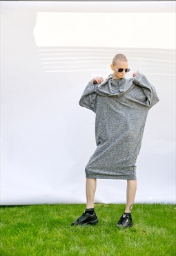 Jumper dress in grey soft knitting, sweater dress, oversized