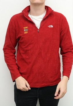Vintage The North Face - Red Embroidered Quarter Zip Fleece 
